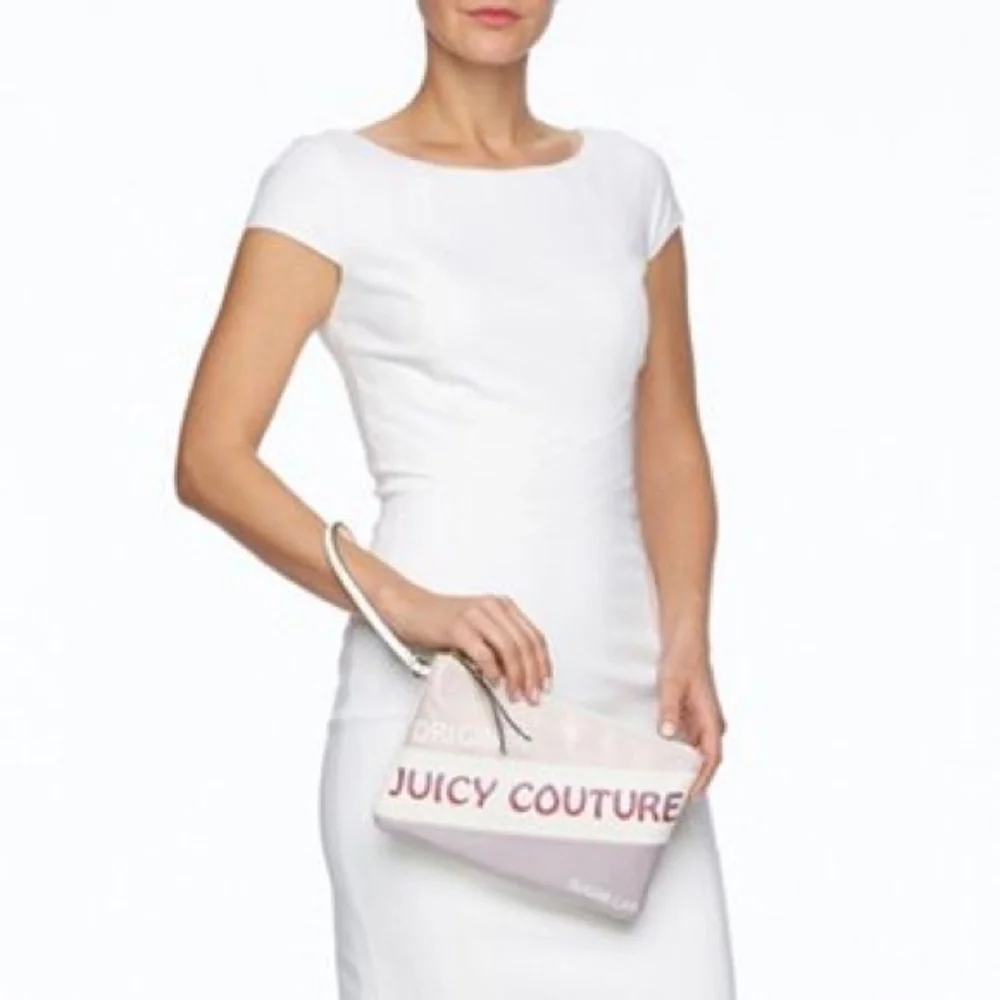 JUICY COUTURE Pink Purple & White Bag Wristlet Clutch NWT